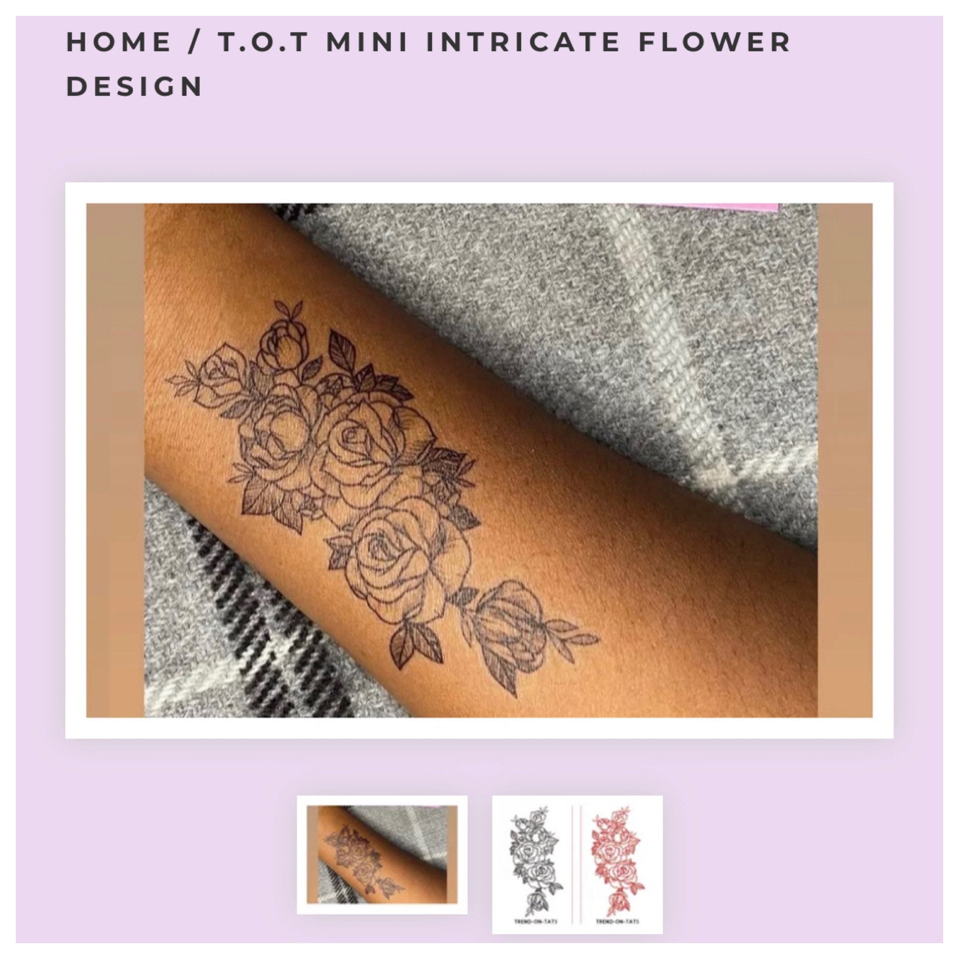 Flower design temporary tattoo | Etsy