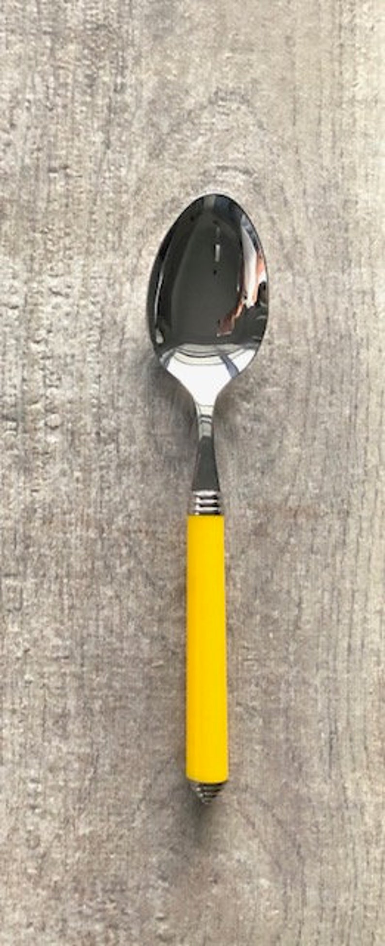 Yellow Plastic Handle Dinner Fork ITALY Art Deco Stainless 1810 BUGATTI Collection
