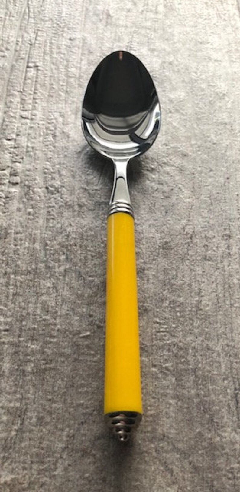 Yellow Plastic Handle Dinner Fork ITALY Art Deco Stainless 1810 BUGATTI Collection