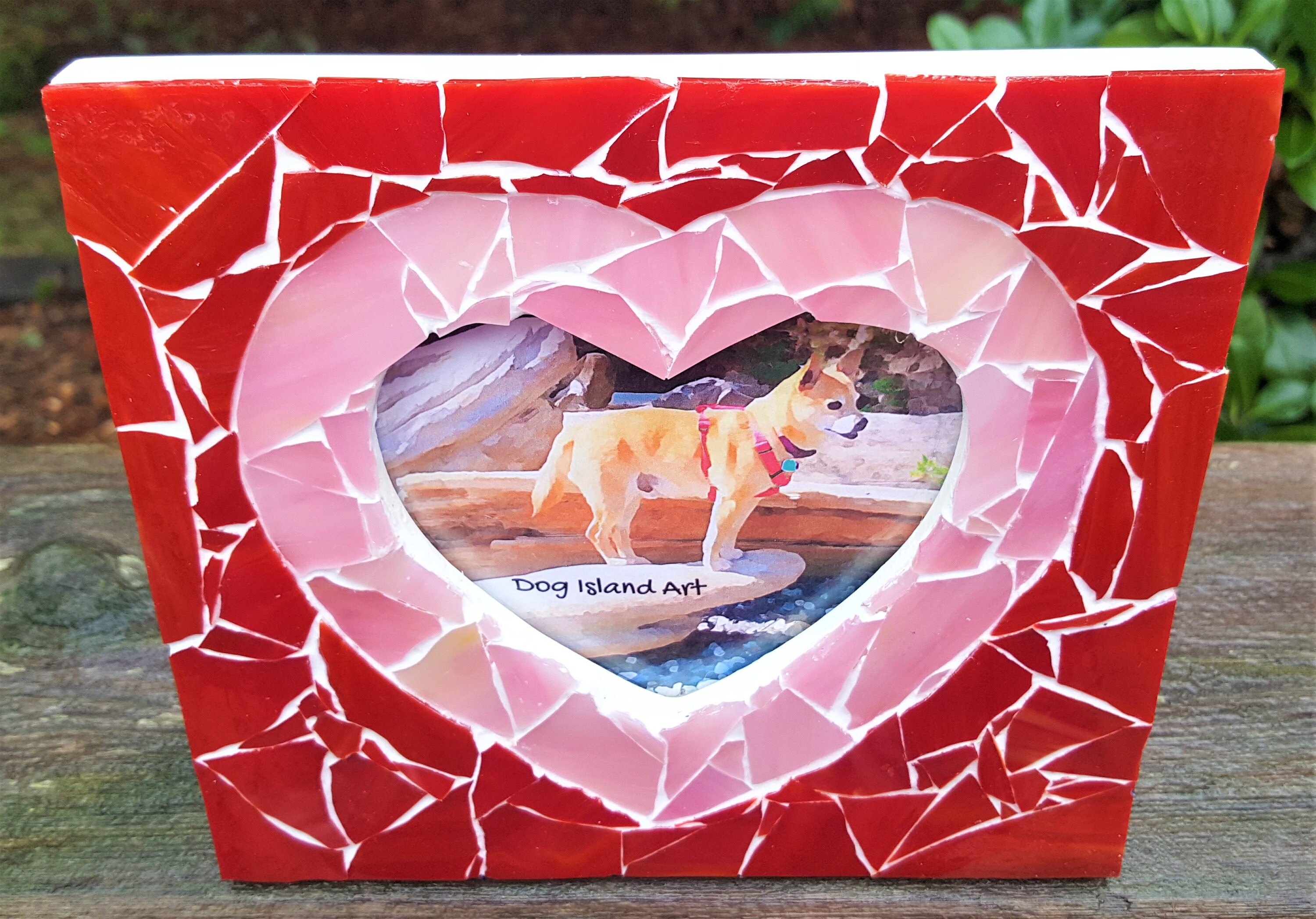 4x6 Mosaic Heart Shaped Picture Frame With Red and Pink Etsy