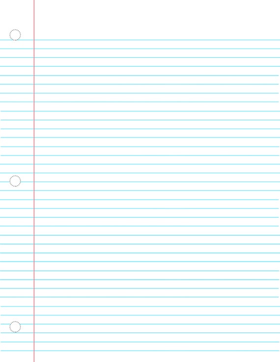 College Lined paper (with markings for hole punching)