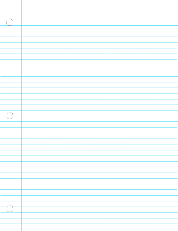 College Lined paper (with markings for hole punching)