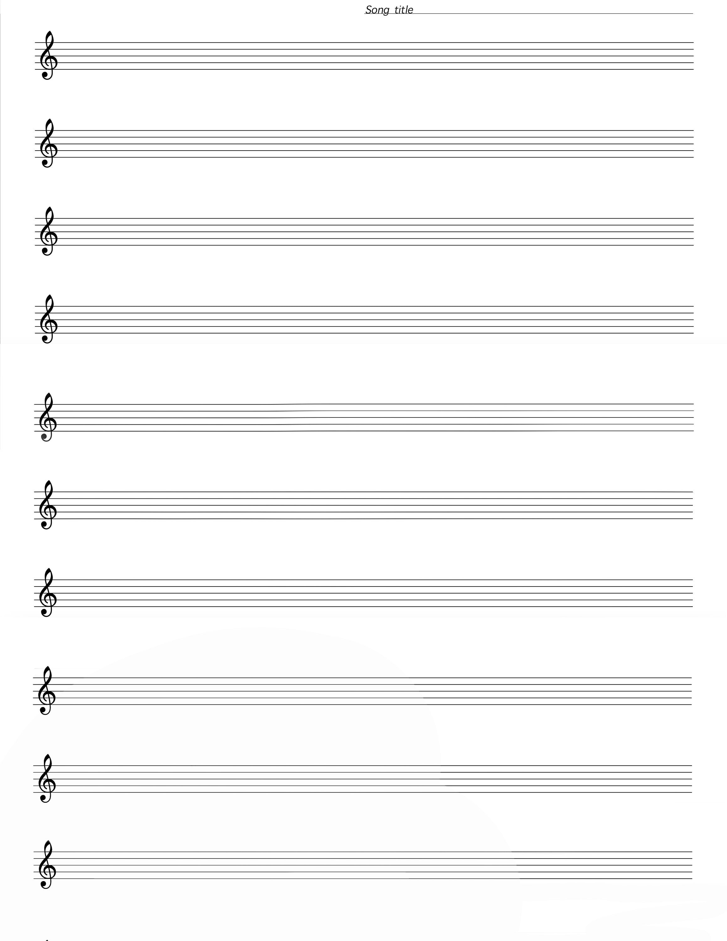 10 Stanza Sheet Music Refill With Treble Clef Etsy