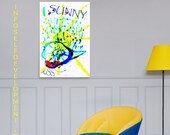 Sunny Kiss Poster - Vibrant wall art, cheerful home decor, sunny vibes, playful bright artwork, happy poster.