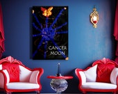 Cancer Moon Poster, Celestial Wall Art, Lunar Decor, Zodiac Astrology Gift, Night Sky Print, Home, Bedroom, Nursery, Office