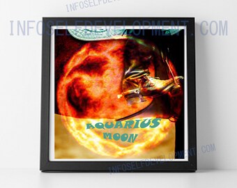 Aquarius Moon - Digital Print - Zodiac Astrology Printable to Download