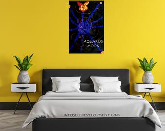 Aquarius Moon - Zodiac - Digital Art - Astrology - Download Print