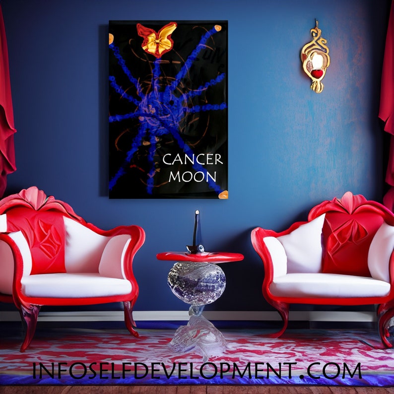 Cancer Moon Poster, Celestial Wall Art, Lunar Decor, Zodiac Astrology Gift, Night Sky Print, Home, Bedroom, Nursery, Office