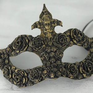 Black Masquerade Ball Mask, Party Mask, Masquerade Mask, Handmade Mask, Roses, Masks for Women, Purim Mask, Burning Man Mask, Wedding Mask