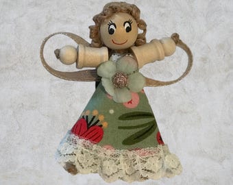 Cottage Fairy Magnet – Handmade Rustic Jute Hair Fairy Decor Wood