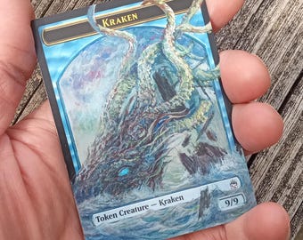 MtG Kraken Token Magic Altered Hand Painted Art Alter IKO Ikoria