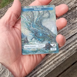 MtG Kraken Token Magic Altered Hand Painted Art Alter IKO Ikoria