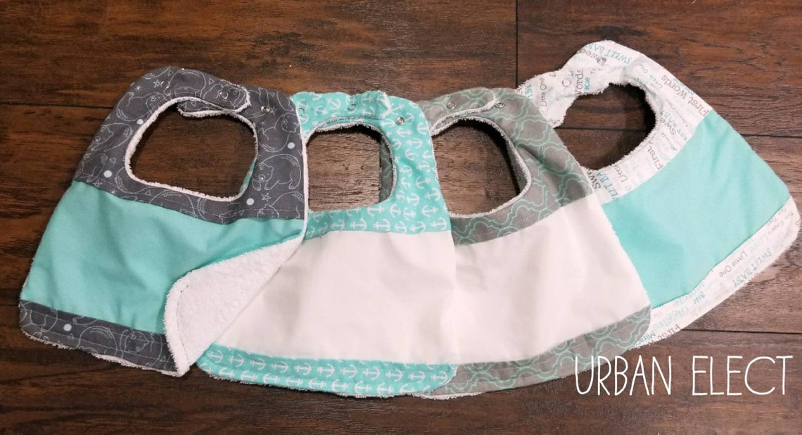 Blue Baby Boy Bib Set Etsy
