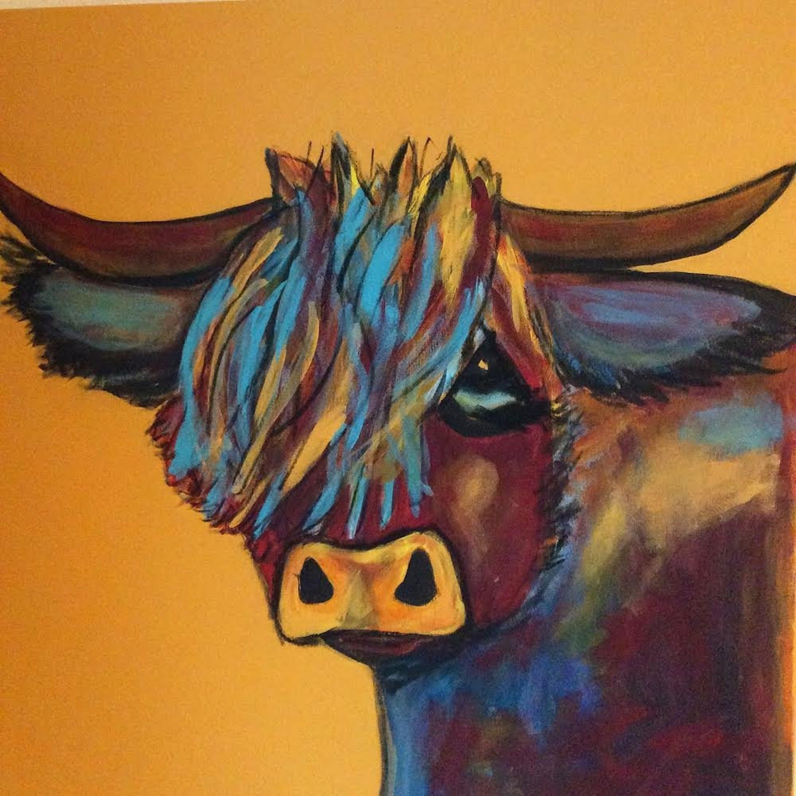 Tierbild Highland Kuh Original Gemälde meine Etsy