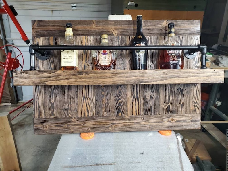 Custom top shelf high end wine and liquor bar shelf and Etsy