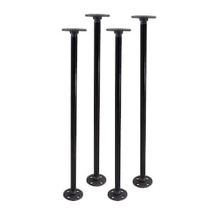 Black Industrial Pipe Table Legs (Set of 4), Fully Assembled