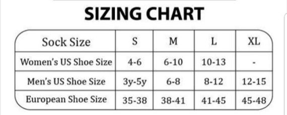 Elite Socks Size Chart