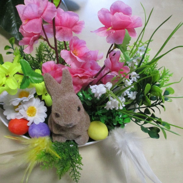 Ostern Ostergesteck Tischschmuck Deko Blumenschmuck Osterhase bunt