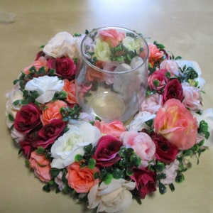 Table arrangement flower arrangement flower arrangement table decoration - wedding feast table flower wreath 28 cm with glass
