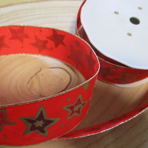 Dekoband Schleifenband Weihnachten Sterne  40 mm x 20 m  mtr. 0,35 Euro mit Drahtkante