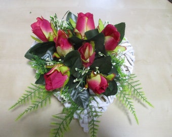Grave arrangement 25 cm rattan heart , grave decoration, grave arrangements, grave decorations, grave decoration , artificial, All Saints' Day, Grave containers, Artificial flowers