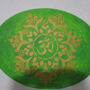 Mandala Oval 30 x 40 cm Art, painting, acrylic painting on canvas, hand painted picture on canvas with acrylic, om sign yoga