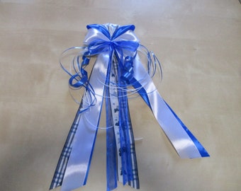große  XL Schleife für Schultüte Geschenke, blau weiß , große Schleife  40 cm