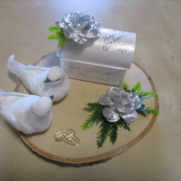 Geldgeschenk zur Silberhochzeit, Brautpaar  Rosen, Geldbox, - Super Geschenkidee - Neu