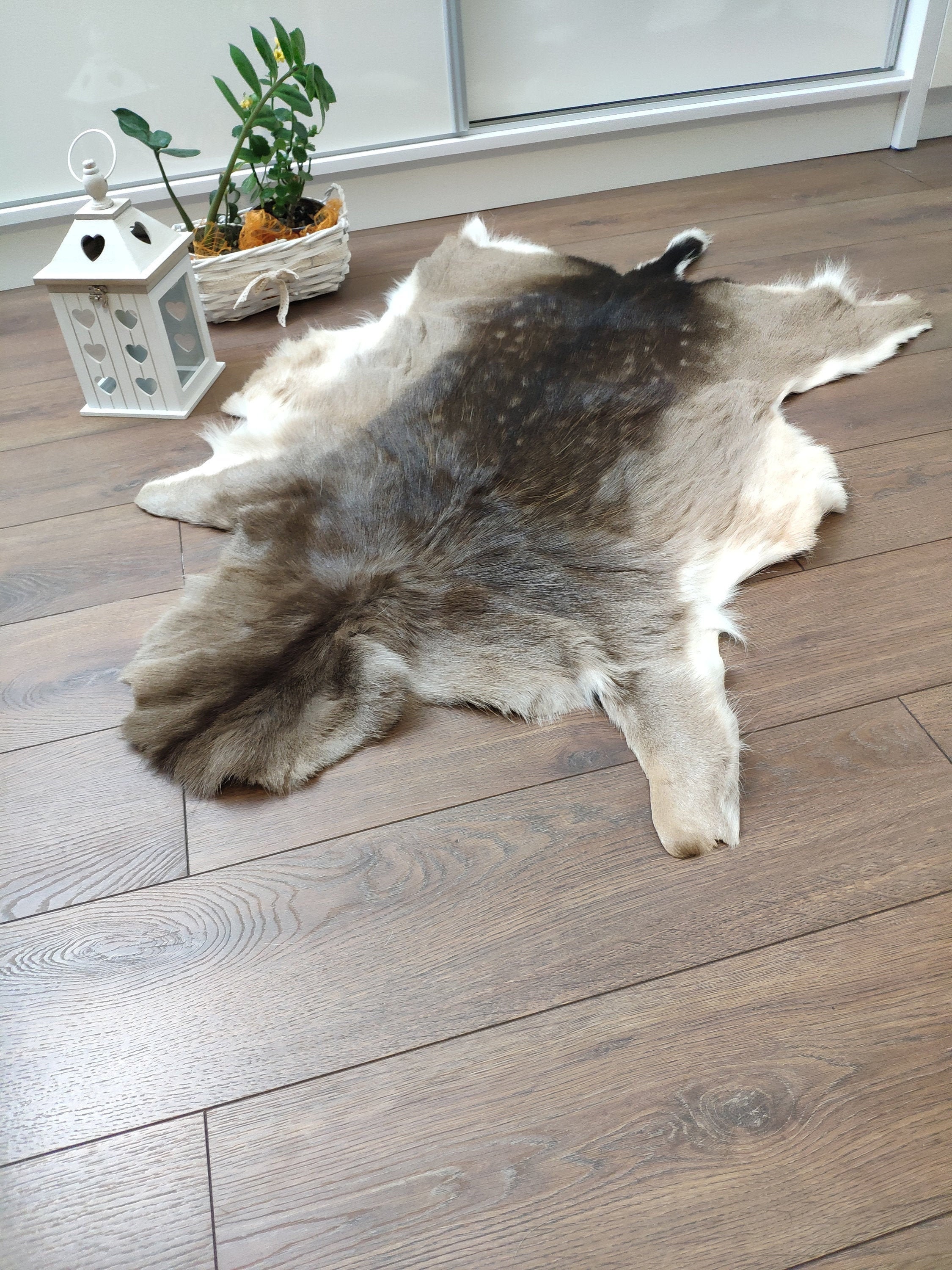 XXL Reindeer Skin Fur Rug Pelt Hide Leather100%Natural cowhide fallow deer 