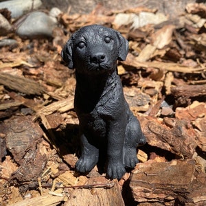 Handmade Black Labrador Retriever Cement Figure