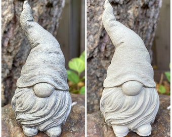 Handmade Cement Garden Gnome Stone Finish or White Finish