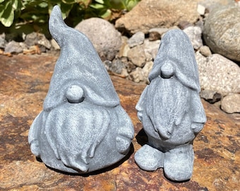 Handmade Pair of Garden Gnomes Cement Statues