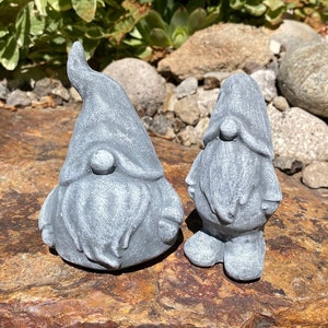 Handmade Pair of Garden Gnomes Cement Statues