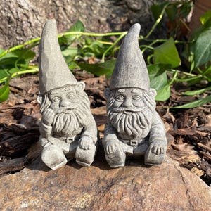 Handmade Pair of Garden Gnomes Cement Statues