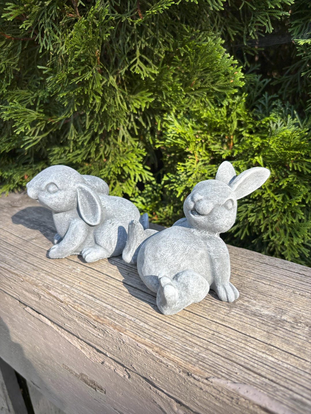 Handcrafted Cement Bunny Rabbits: Whimsical Home & Garden Decor - Etsy
