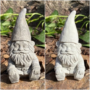 Handmade Garden Gnome Stone Finish Or White Cement Statue
