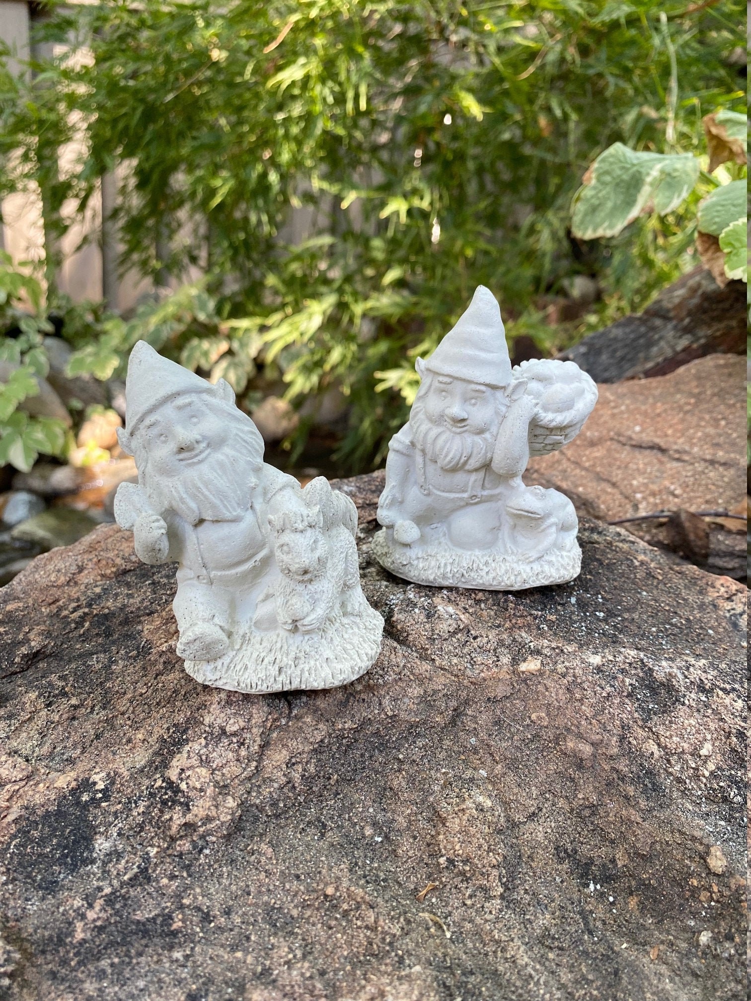 Building Knomes Handmade Pair of Garden Gnomes Cement Statues - Etsy