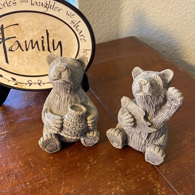 Pair of Bears Cement Bears Bear Decor Concrete Bears Home Etsy