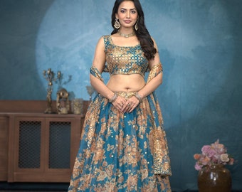 Handmade Organza Lehenga: Sequins & Zari Work, Elegant Flair