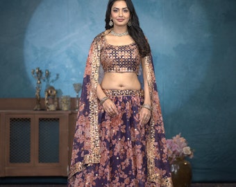 Purple Color Sequence Embroidery Work Designer Lehenga Choli For Any Function Ghagra Choli Bridesmaid Lehenga Party Wear Bridalwear Lehengas