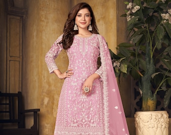 Unique Designer Salwar Kameez Palazzo Suits Heavy Embroidery Work Pakistani Indian Wedding Party Wear Colorful Shalwar Kameez Dupatta Dress