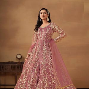 Floor Touch Anarkali Gown Suits Indian Pakistani Wedding Party Wear Sequence Work Beautiful Ready Made Designer Long Anarkali Dupatta Dress image 1