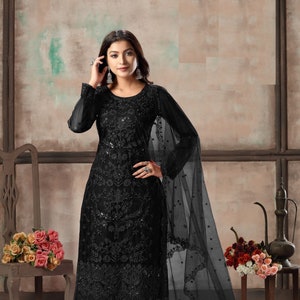 Unique Colorful Shalwar Kameez Palazzo Suits Pakistani Indian Wedding Party Wear Ready Made Embroidery Worked Shalwar Kameez Dupatta Dresses