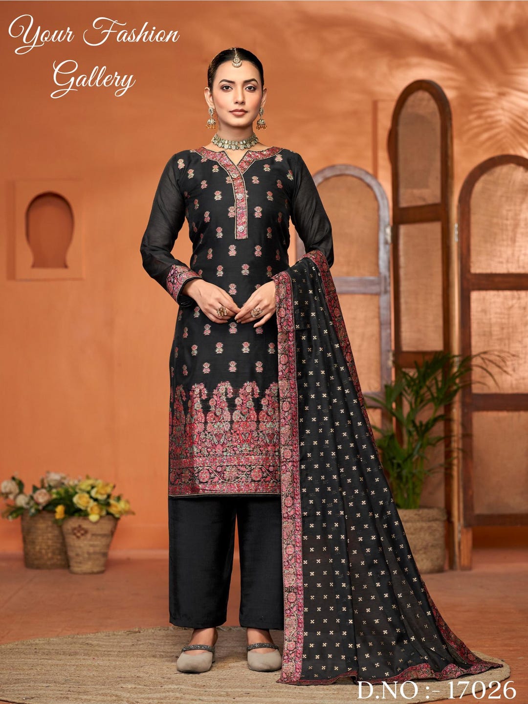 White Pant style Straight Silk Minakari Jacquard