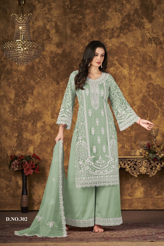 Buy Light Color Pakistani Salwar Kameez Palazzo Suits Ready to Wear  Embroidery Work Indian Beautiful Designer Women's Stylish Dress Collection  Online in India - Etsy