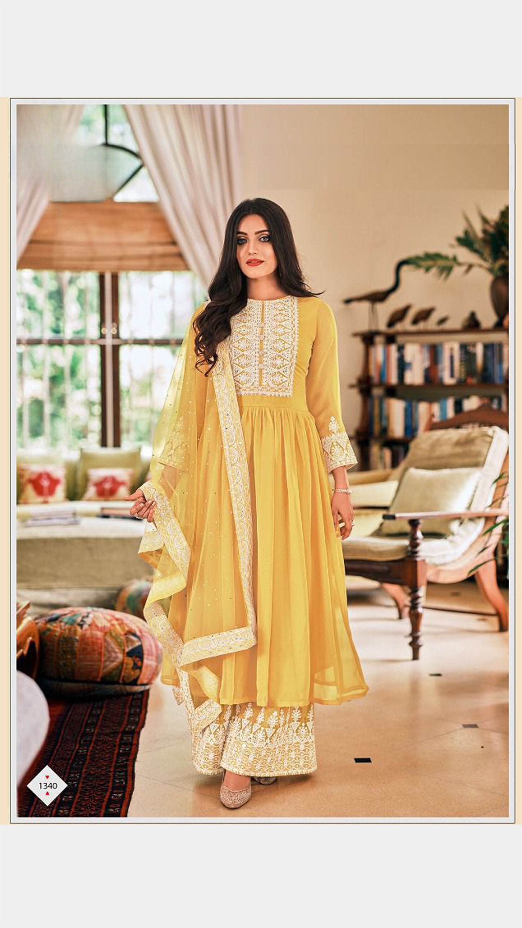 Buy online Ochre Yellow Knitted Patiala Salwar from Churidars