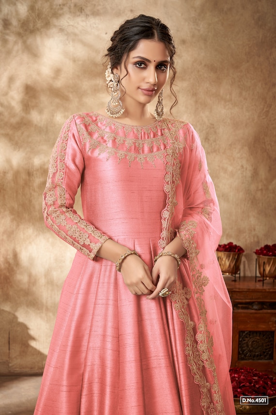 Buy Old Rose Mesmeric Designer Party Wear Net Gown Style Anarkali Suit | Anarkali  Suits
