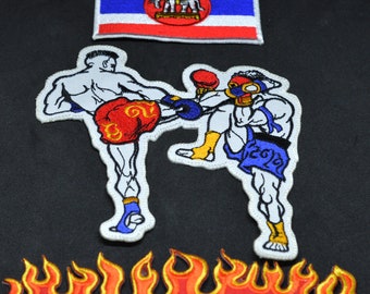 Muay Thai Fight Boxing Sport Embroidered Iron On Sew Patches Jeans Jackets Vests