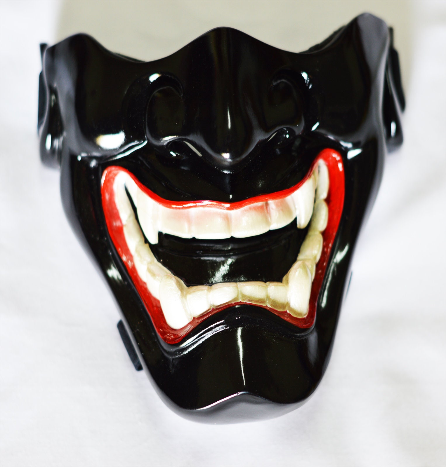 Black Japanese Hannya Evil Airsoft Mask and Prop Mask Paint Etsy UK