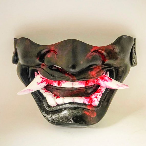 Black Japanese Hannya Evil Airsoft Mask and Prop Mask Paint Ball